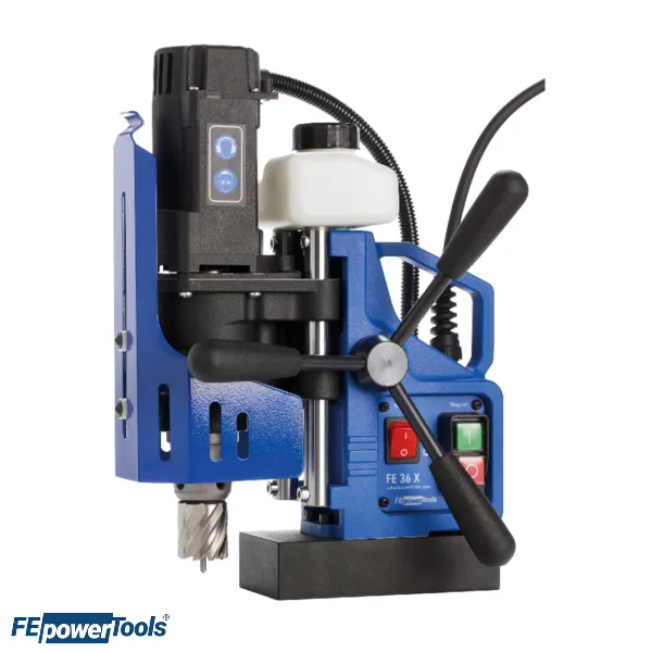 Taladro magnético FE 36 X de FE Powertools FE 36 X con depósito de taladrina para perforación acero